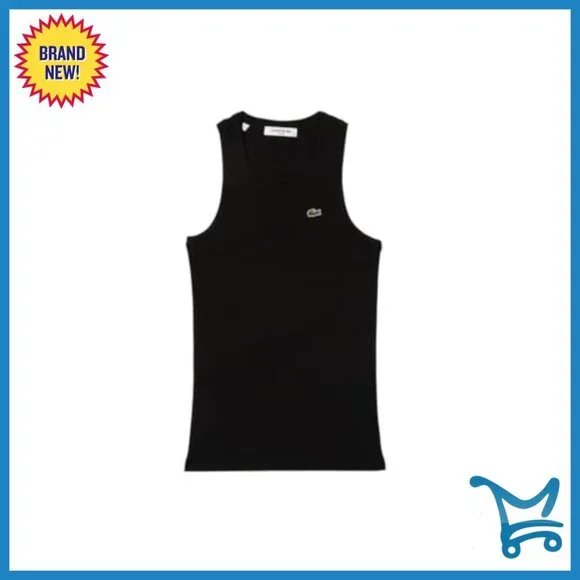 Slim Fit Tank Top 100% Organic Cotton Ribbed Texture Embroidered Logo